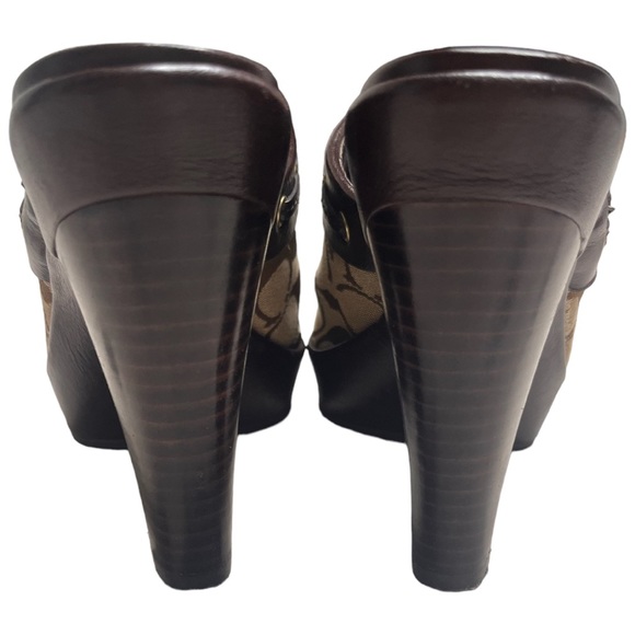 Coach Jodey Signature Platform Wooden Y2K Heels Size 8 - Picture 8 of 12